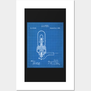 Light Bulb Patent - Industrial Design Housewarming Art - Blueprint Posters and Art